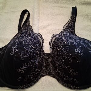 Playtex Black and Silver Embroidered Bra